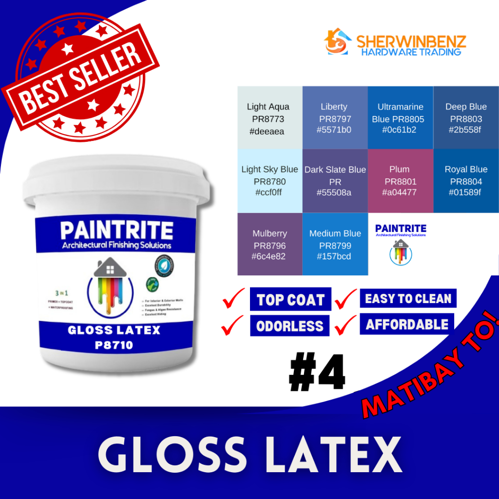 Paintrite Gloss Latex Wall Paints // 1 Liter // Color Palette #4 ...
