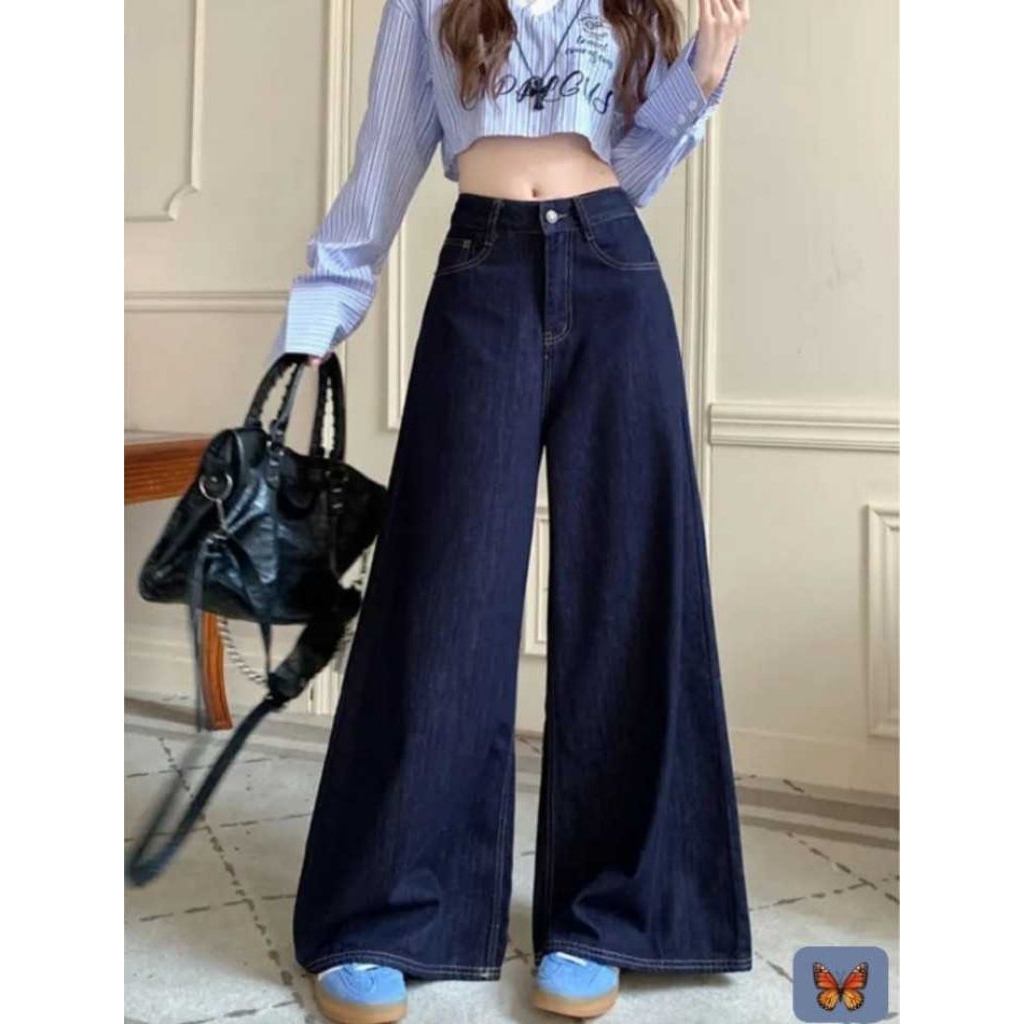Super Sale ‼️‼️‼️ Loose Fitting High Waisted Women's Blue Straight -Leg ...