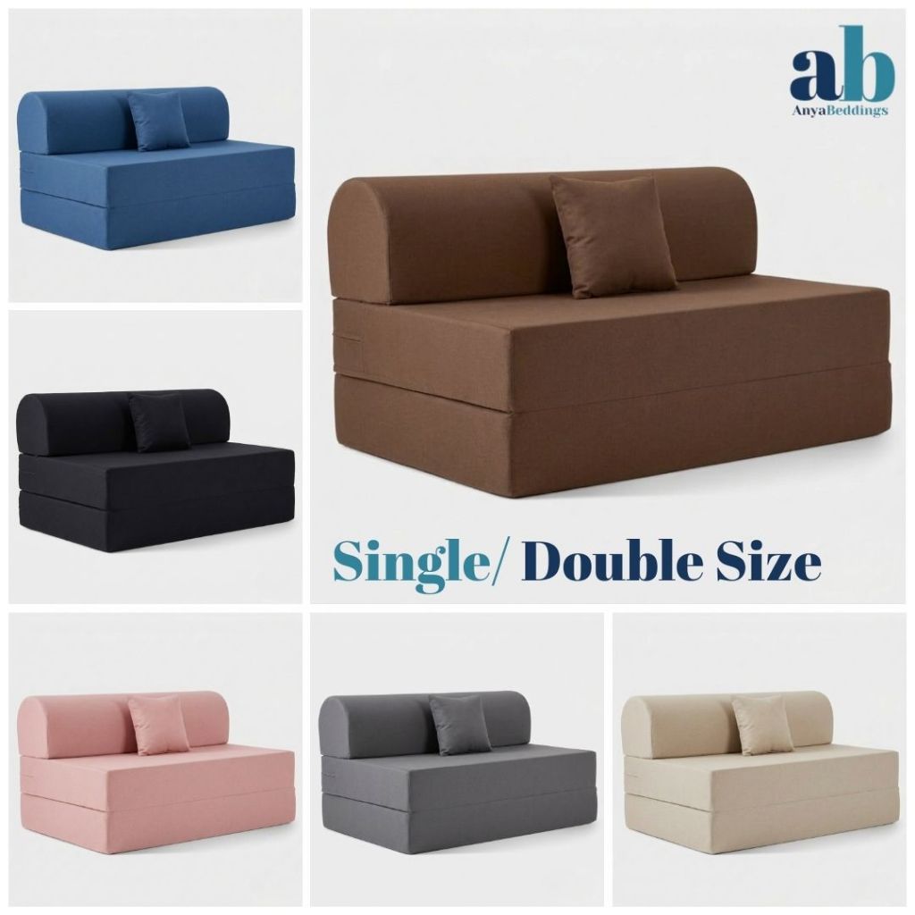 3 Folds Sofabed Foam Full Cover I Curved Head with Long Zipper (Single ...