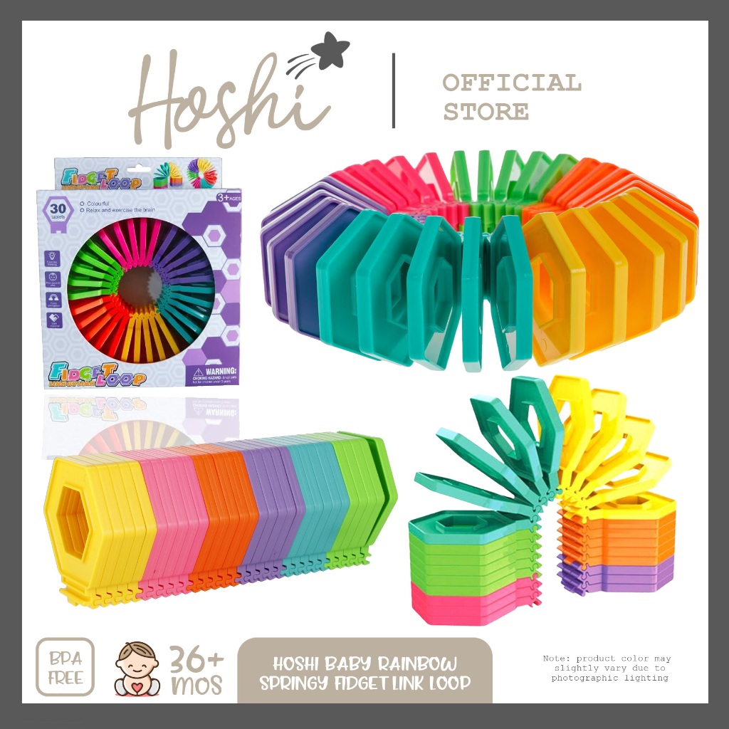 Hoshi Baby Rainbow Springy Fidget Link Loop, Sensory Decompression ...