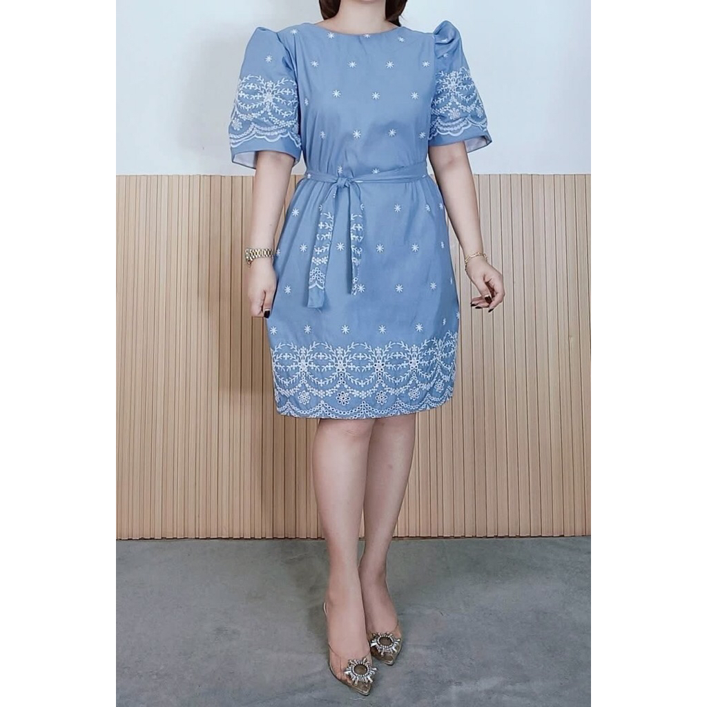 casual filipiniana dress Modern Filipiniana Dress, Philippine Fabric, Formal Wear, Lace Overlay Design, For Mom, Filipino Wedding Wear, Hablon Accent