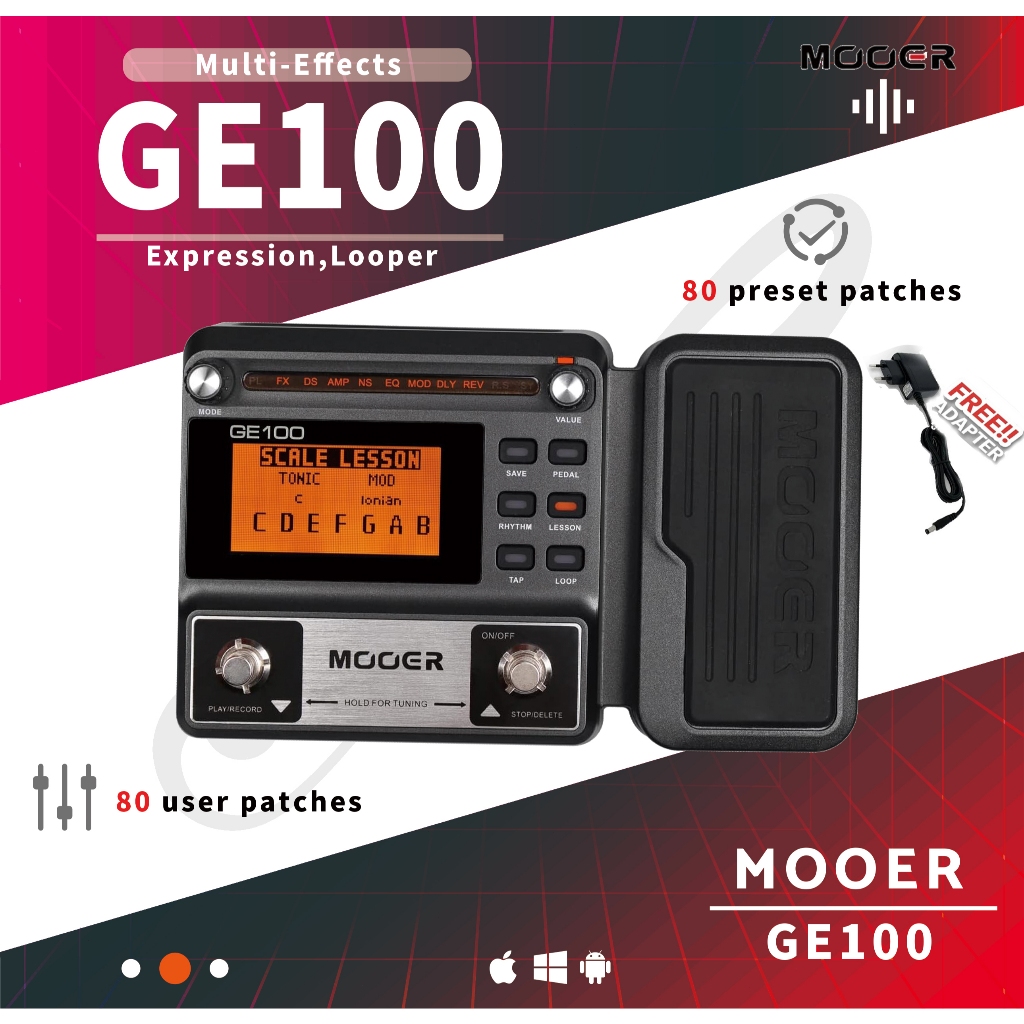 MOOER GE100 Guitar Pedal Multi-effects Processor Effect Pedal with Loop ...