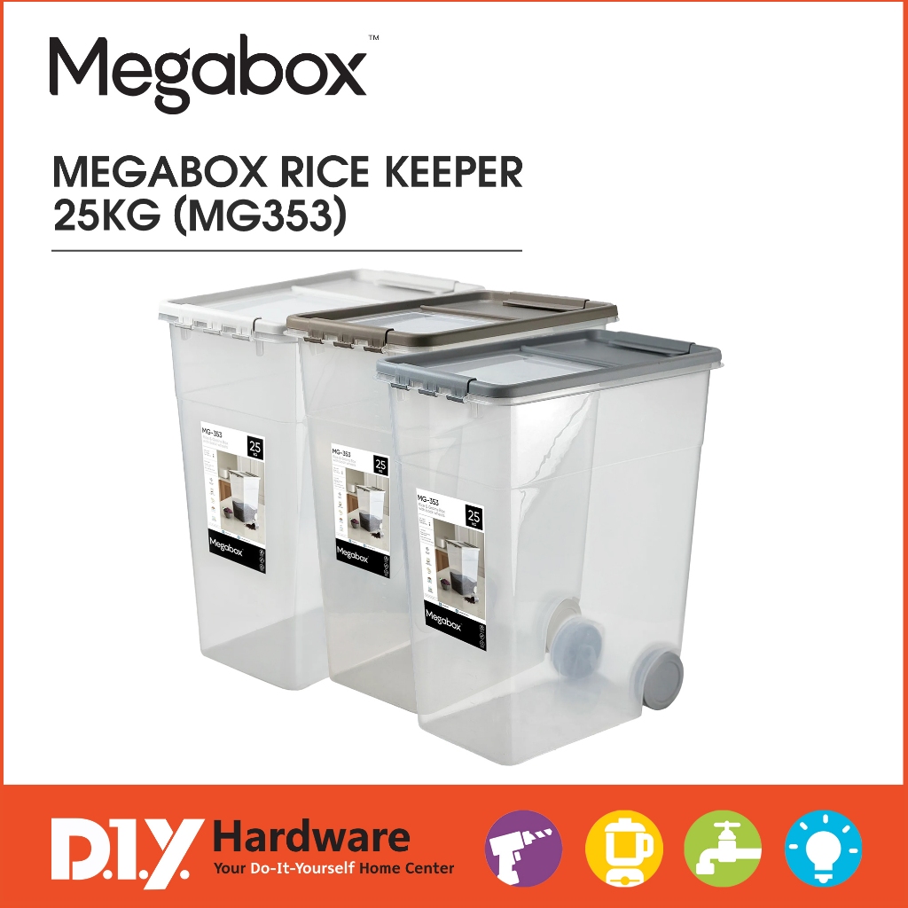 MEGABOX Rice Keeper with Easy-Open Flip Cover 25KG with back wheels ...