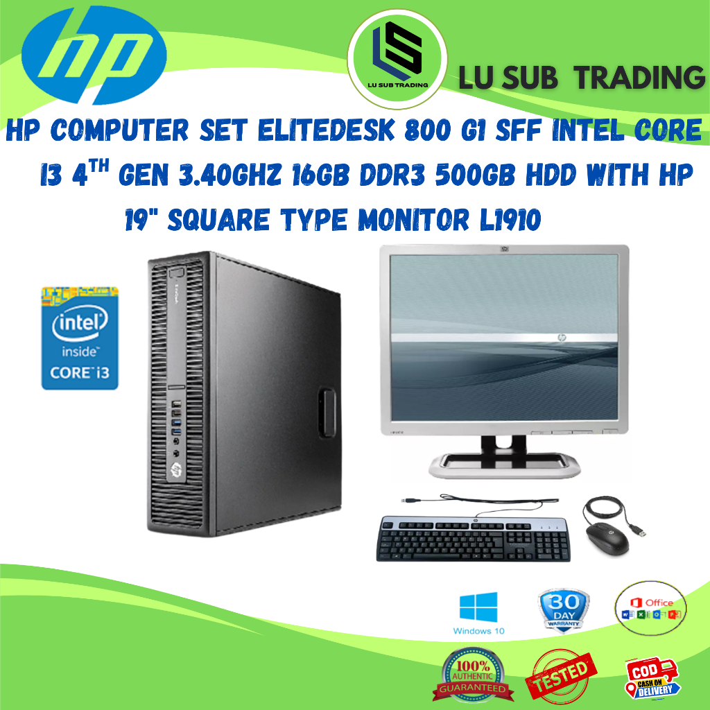 HP COMPUTER SET CORE i3-4130 4th Gen 16GB DDR3 500GB HDD WITH 19