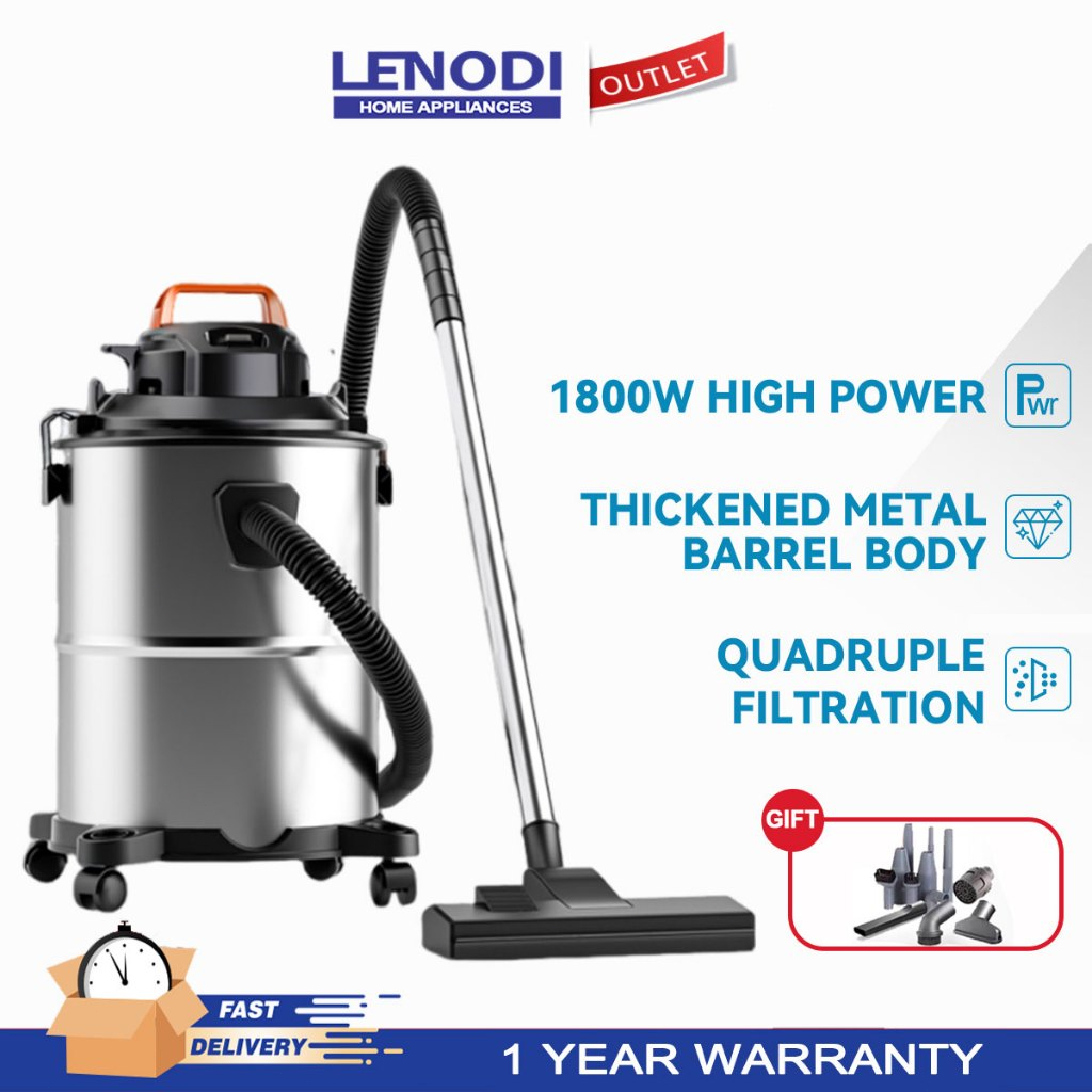LENODI 15/18L Vacuum Cleaner 1800W High Power Wet and Dry Vacuum ...