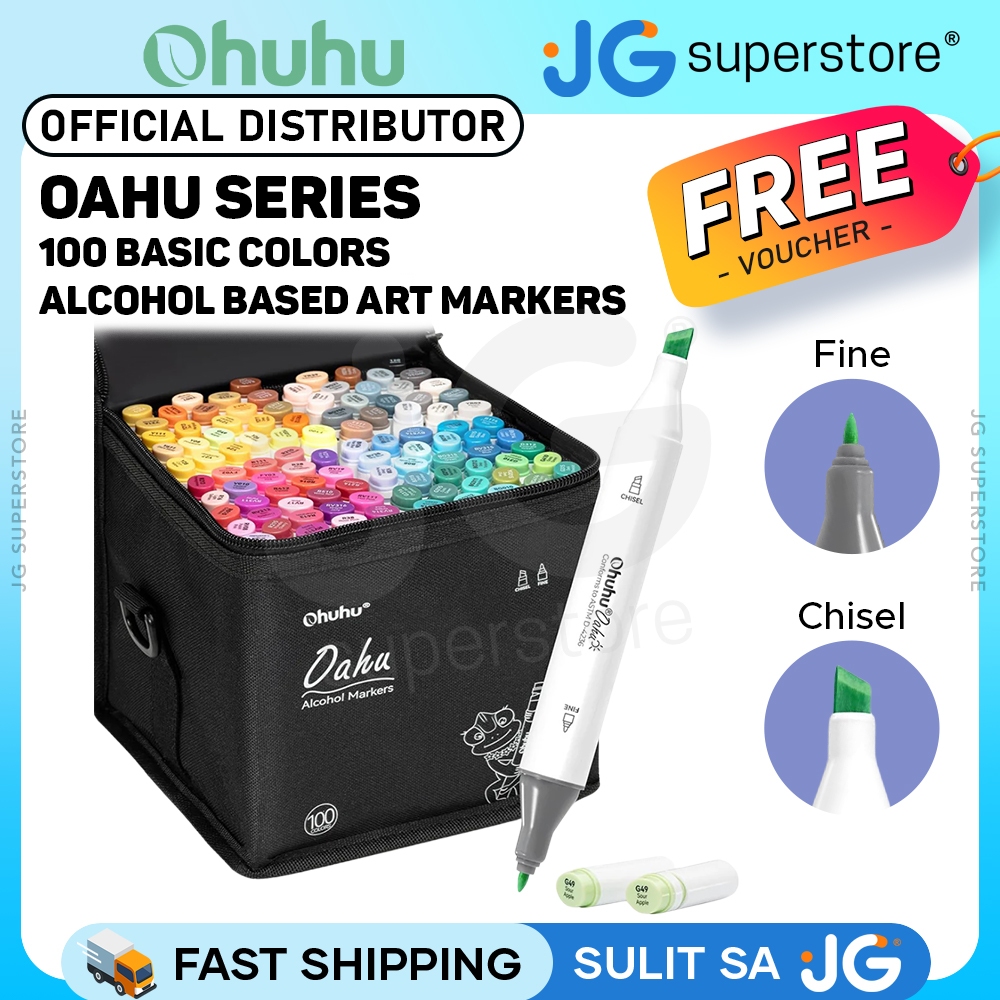 Ohuhu Oahu Series Alcohol Based 100 + 1 Basic Colors with Colorless ...