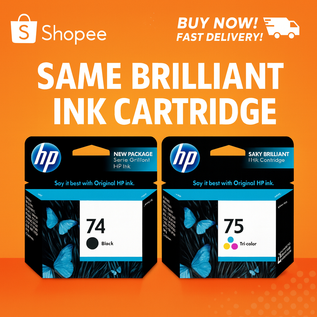 HP 74 Black & 75 Tri-Color Original Ink Cartridge Combo Pack for ...