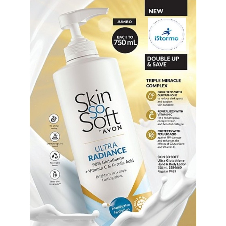 Skin So Soft Ultra Radiance 98% Glutathione + Vitamin C & Ferulic Acid Hand and Body Lotion 750ml