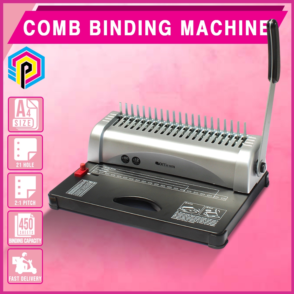 Officom Comb Binding Machine STB12A A4 Size 12 Hole Punched Sheets ...
