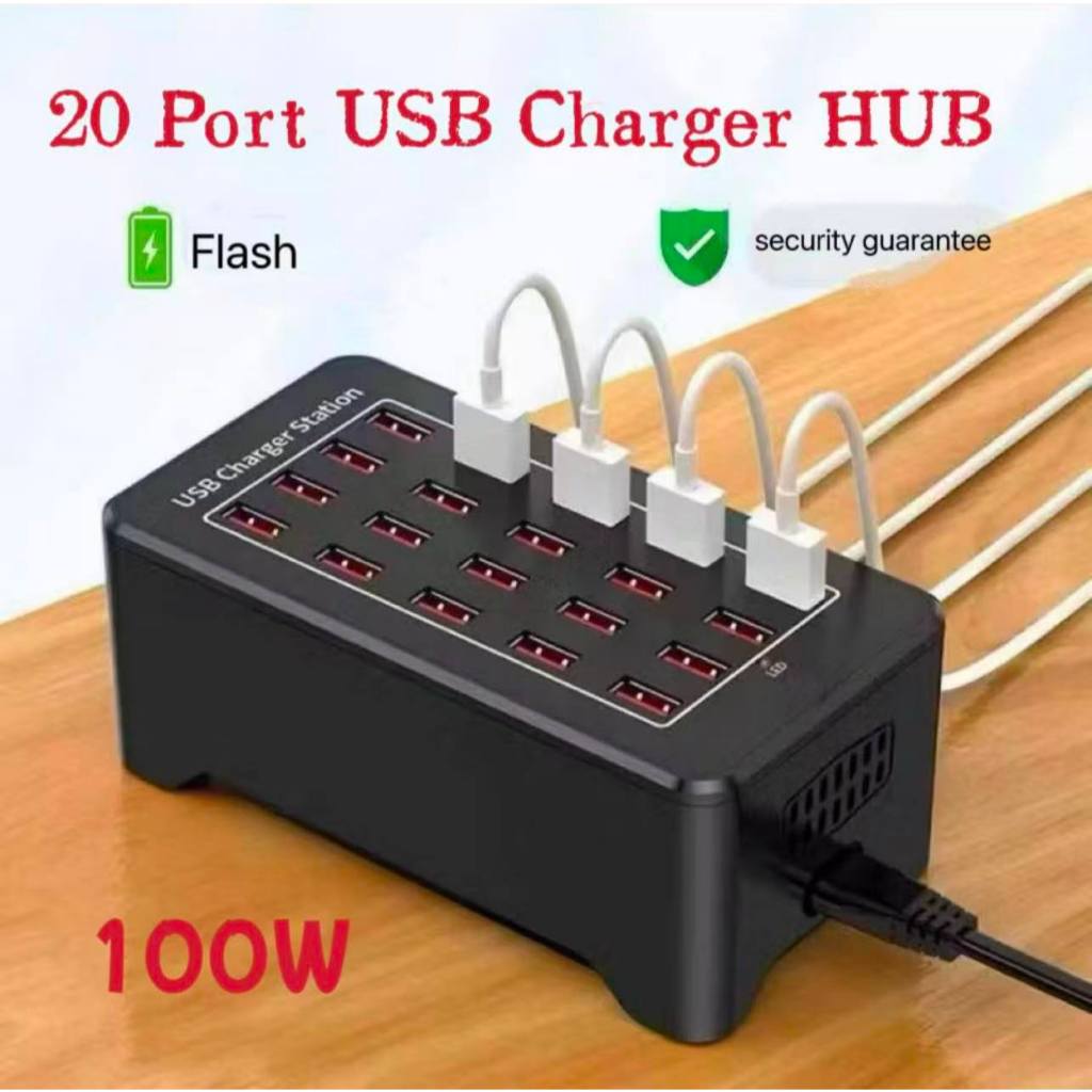 Multi-Port 20 USB charger supports 100W 2.5A Fast charging convenient ...