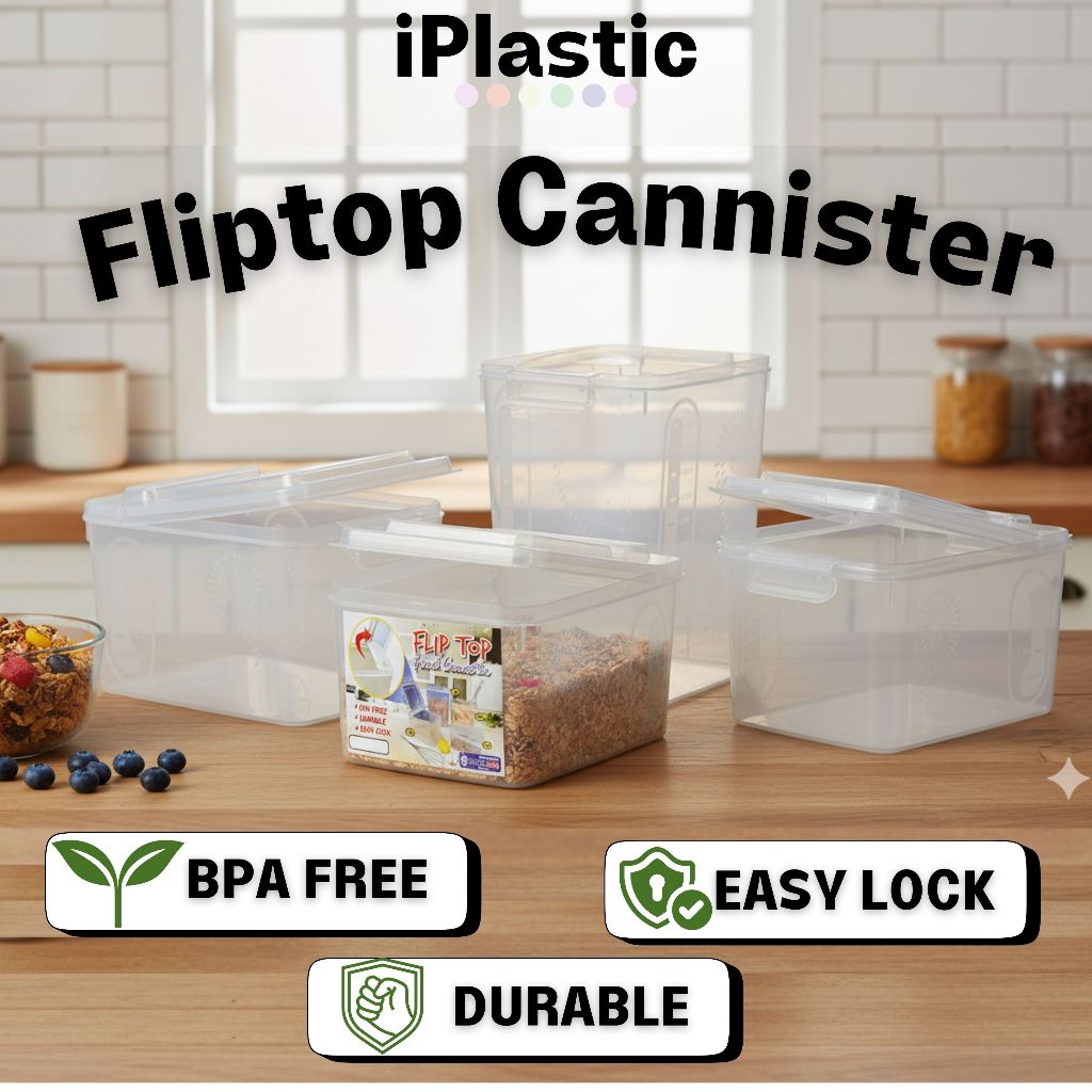 iPlastic. Flip Top Plastic Food Container Cannister KlipTop Milktea ...