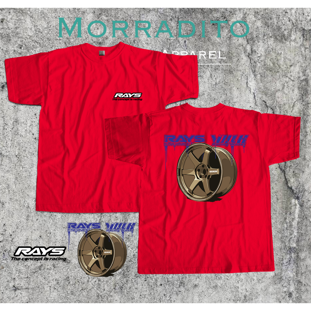 TE37 RAYS MAGS CARS CODE4 TSHIRT ELITE PREMIUM COTTON FRONT AND BACK ...