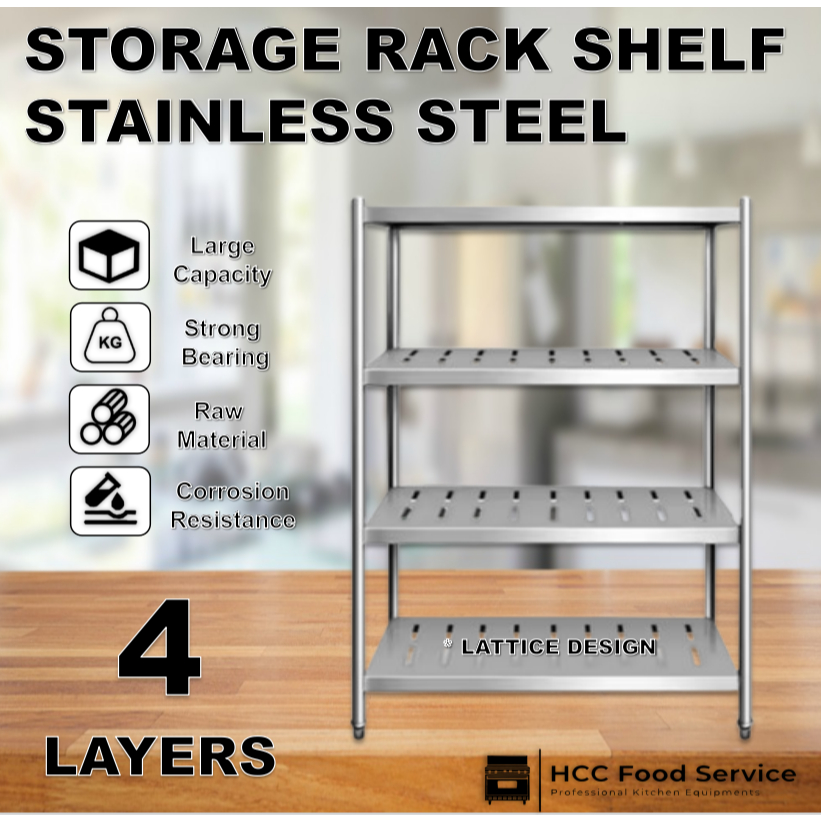 Storage Rack 4 Layers Stainless steel Kitchen Shelving Shelf Heavy Duty ...