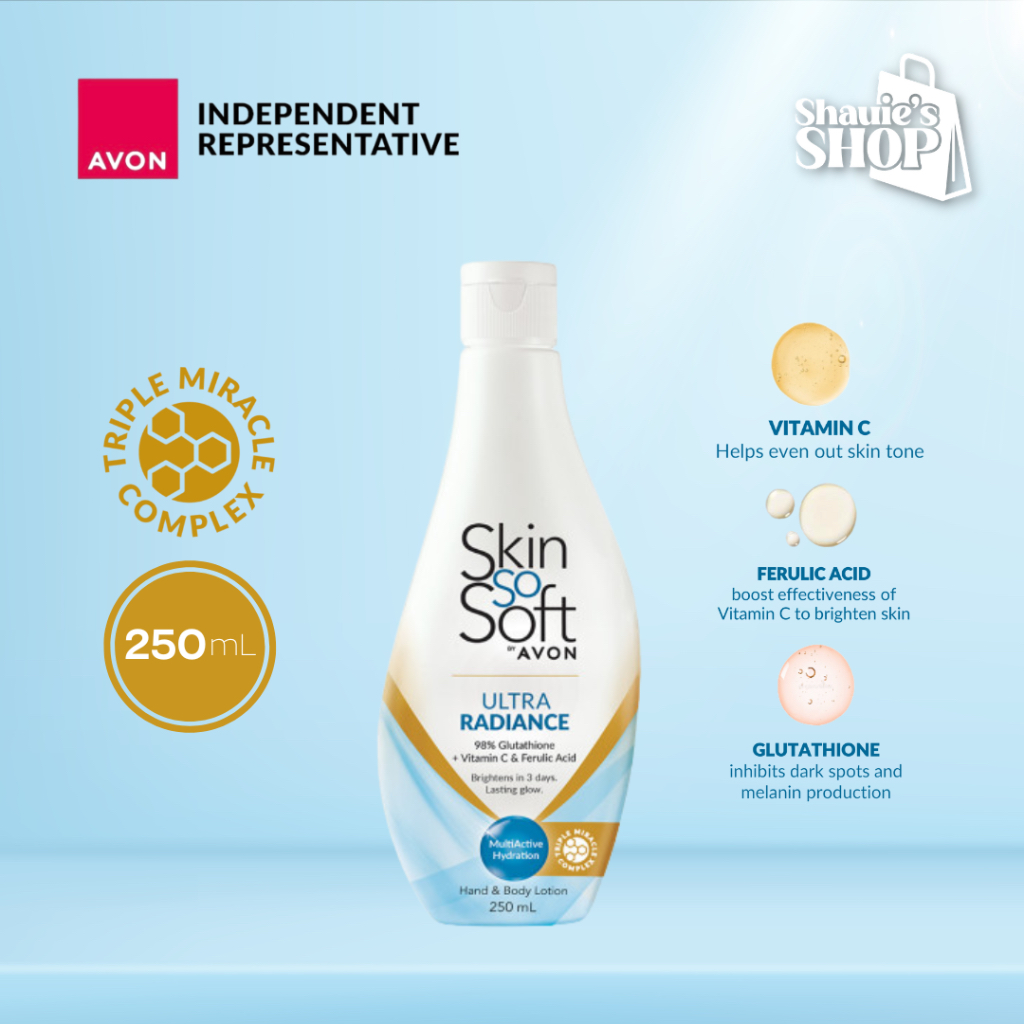 avon lotion glutathione AVON Skin So Soft Ultra Radiance With 4x Glutathione Hand & Body Lotion  100ML-750ML