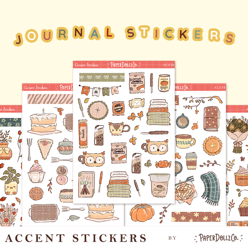 Cozy Harvest | Accent Journal Sticker | Planner Sticker | AC036 AC037 ...
