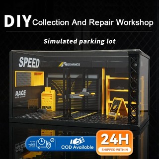 1:24 Car Garage Diorama Model DIY Toys Simulated Repair Shop Model ...