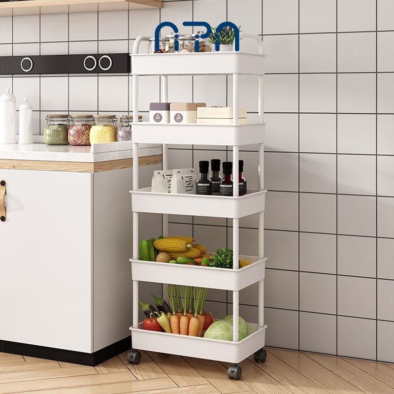 Nipiin 2/3/4/5 layer Kitchen Organizer Storage Rack with Wheels Moving ...