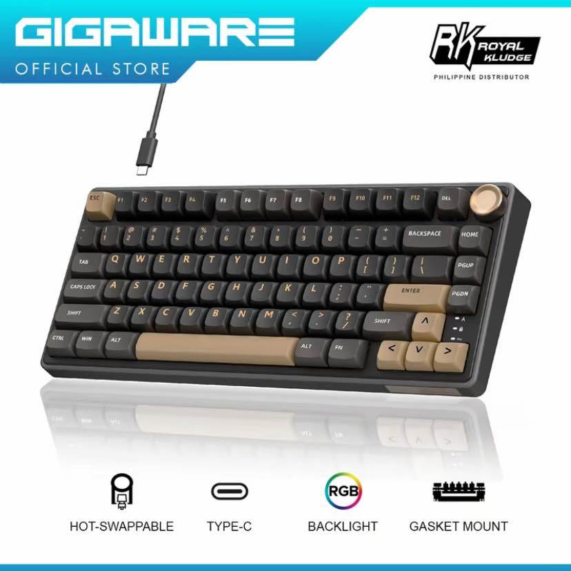 Royal Kludge RK R75 Mechanical Keyboard 75% TKL Wired with Volume Knob ...
