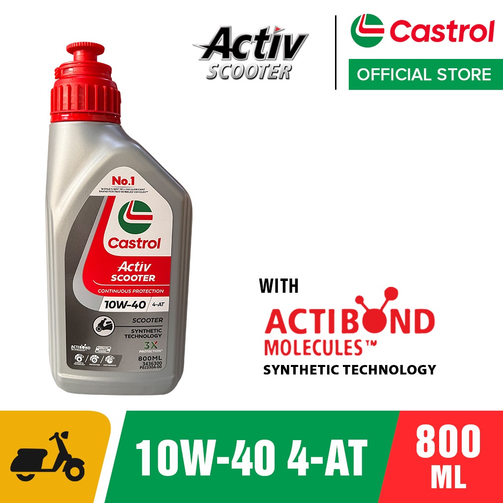 Castrol ACTIV Scooter 10W-40 4-AT Engine Oil 800ML Shopee