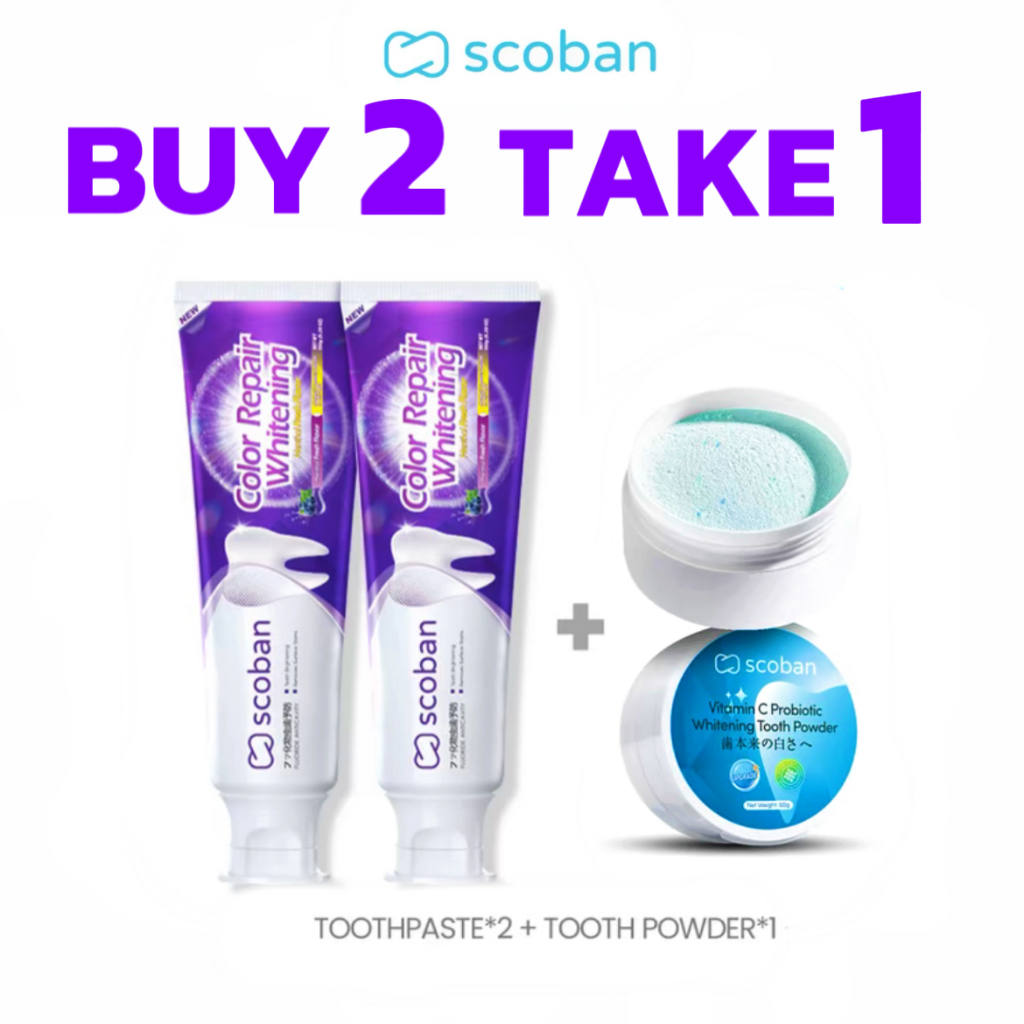 BUY2 TAKE1 SCOBAN Purple Whitening Toothpaste Instant Color Correction ...