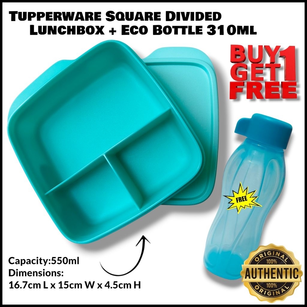 Tupperware Bundle Set (1 Square Divided Lunchbox + 1 Ecobottle 310ml ...