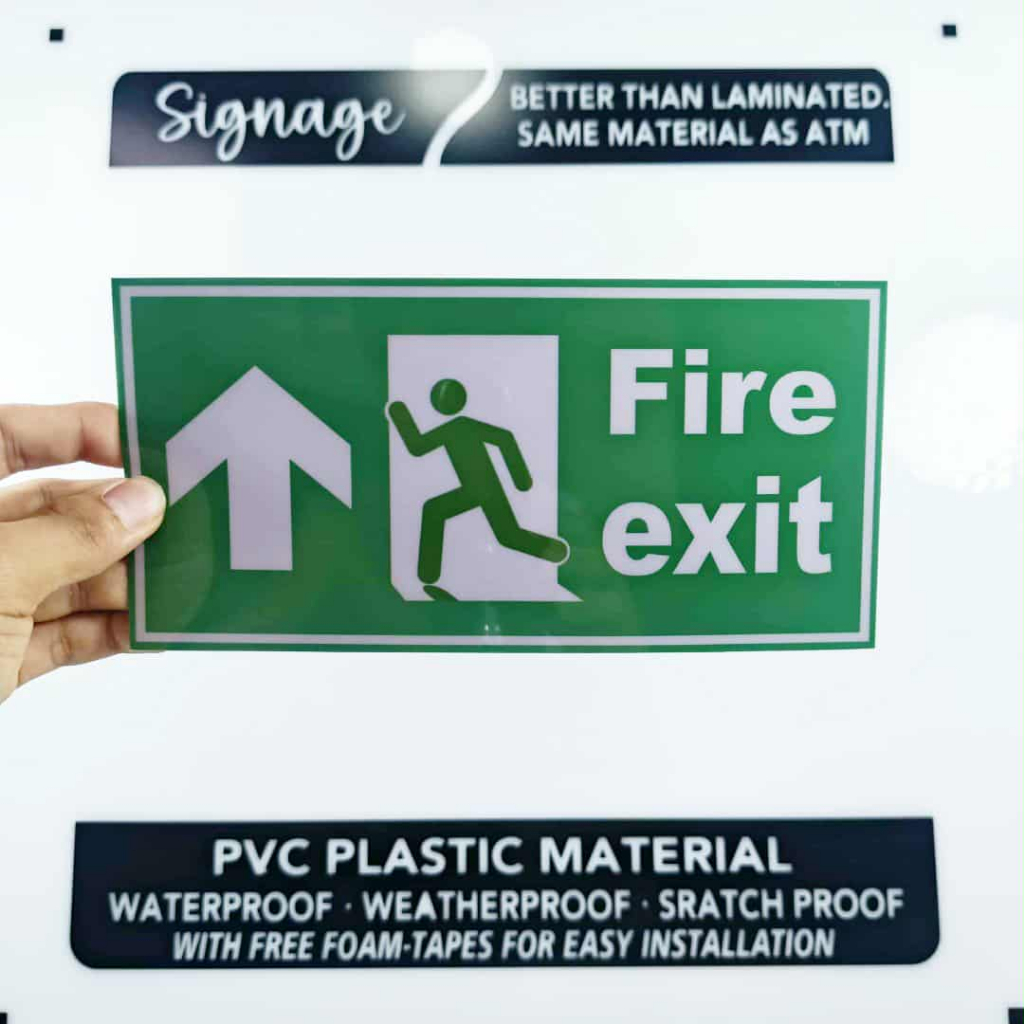 SIGNAGE - FIRE EXIT - UP SIGN - GREEN SIGN - PVC PLASTIC MATERIAL ...