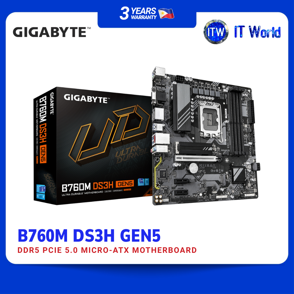 Gigabyte B760M DS3H GEN5 DDR5 PCIe 5.0 Micro-ATX (GA-B760M-DS3H-GEN5 ...