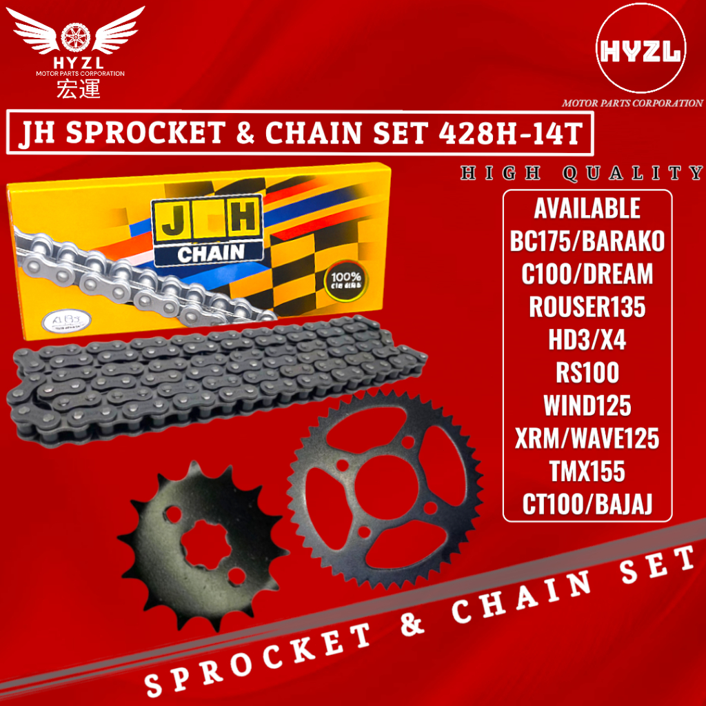 HYZL JH Sprocket Chain Set 428H 120L High-Quality for Various ...