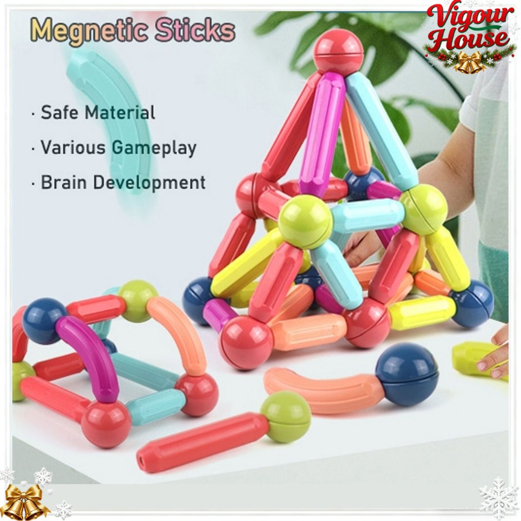 Magnetic Building Sticks Blocks Kids Toys Stem Educational Construction ...
