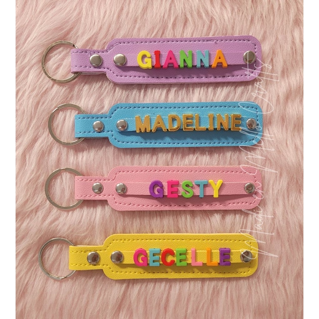 Personalized Name Keychain | Custom Leather Keychain with Colorful ...