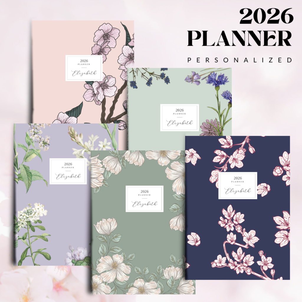 2026 Functional Dated Planner Notebook – Personalized, Elegant Floral ...