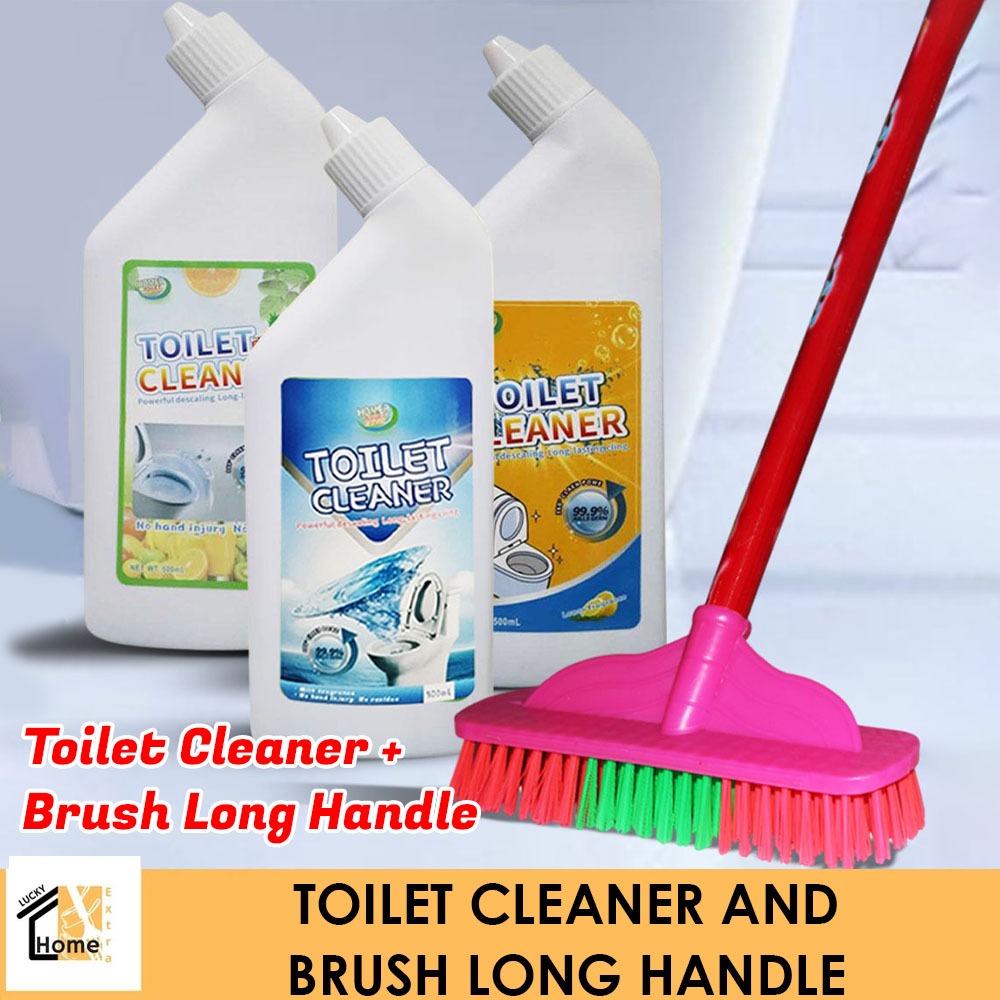 Lucky NEW!┃Toilet brush long handle floor scrub brush and Toilet Liquid ...