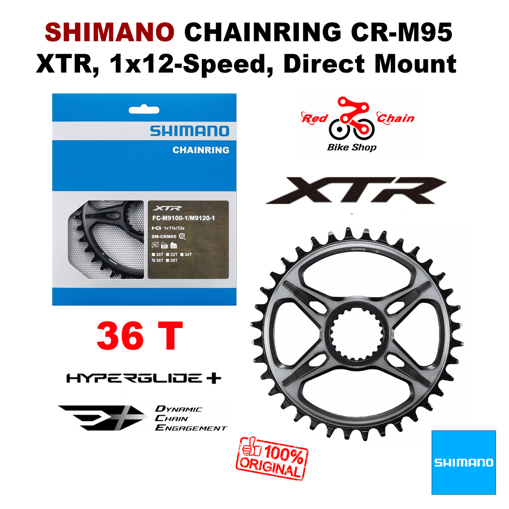 SHIMANO Chainring CR-M95 XTR, Direct Mount, 12-Speed, 36T for MTB ...