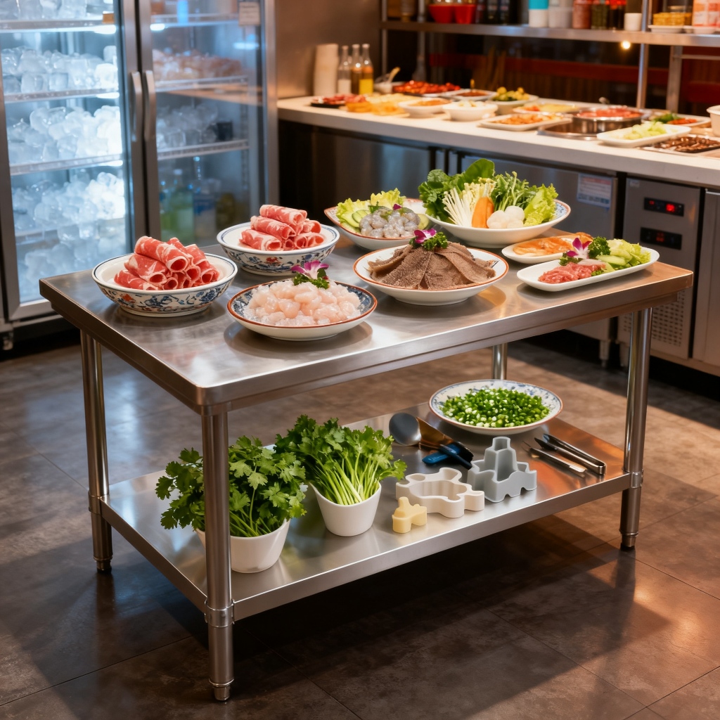 Cooking Table 2 Tier 304 Stainless Steel Worktop Table for Kitchen ...