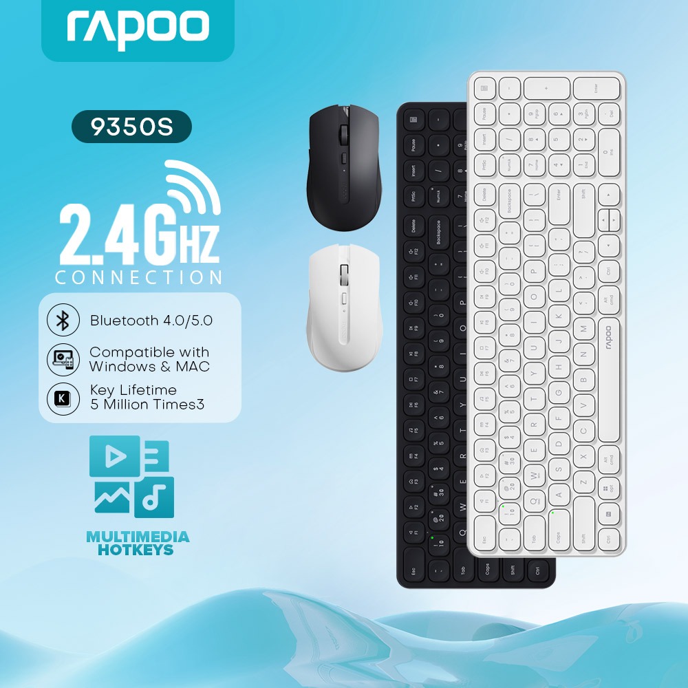 Rapoo 9350S Multi-mode Wireless Ultra-slim Compact Keyboard & Mouse ...