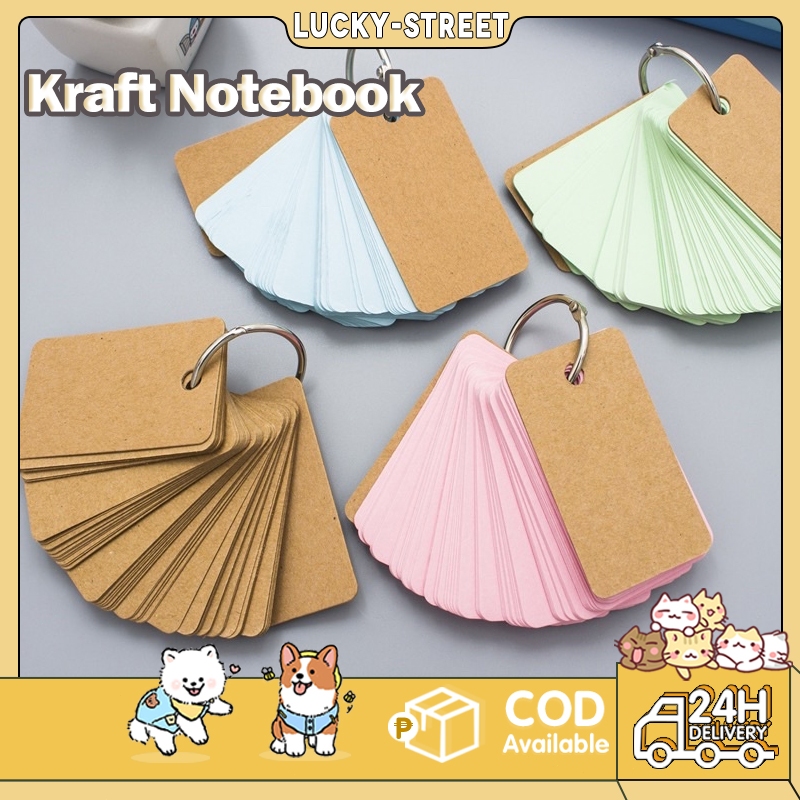 50 Sheet Easy Flip Kraft Paper Index Flash Card Writing Scratch With Ring  Binder For Study Note Pad | Shopee Philippines