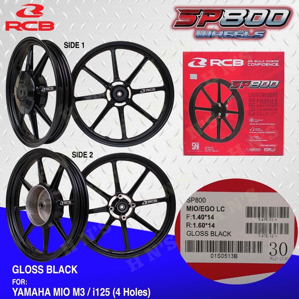 RACING BOY RCB SP800 Mags Gloss Black for Yamaha Mio M3 / Mio i125 ( 4 ...