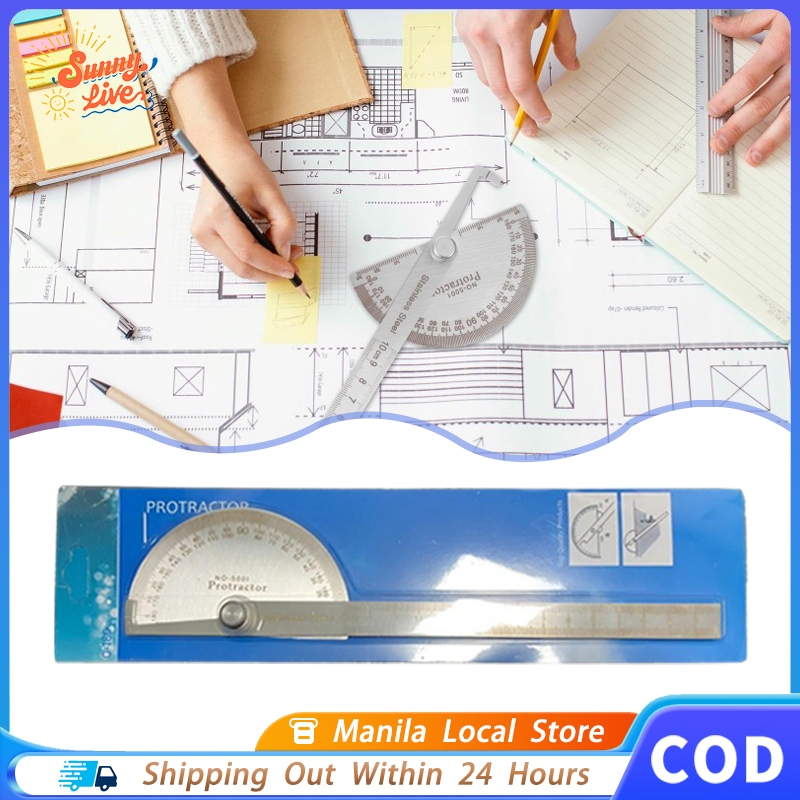 Angle Protractor 180 Degree Goniometer Angle Measuring Tool Stainless ...