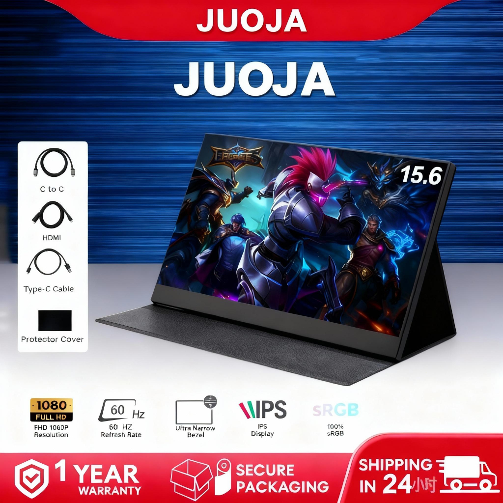 JUOJA Portable Monitor 15.6 Inch FHD USB-C HDMI Plug & Play for Laptop ...