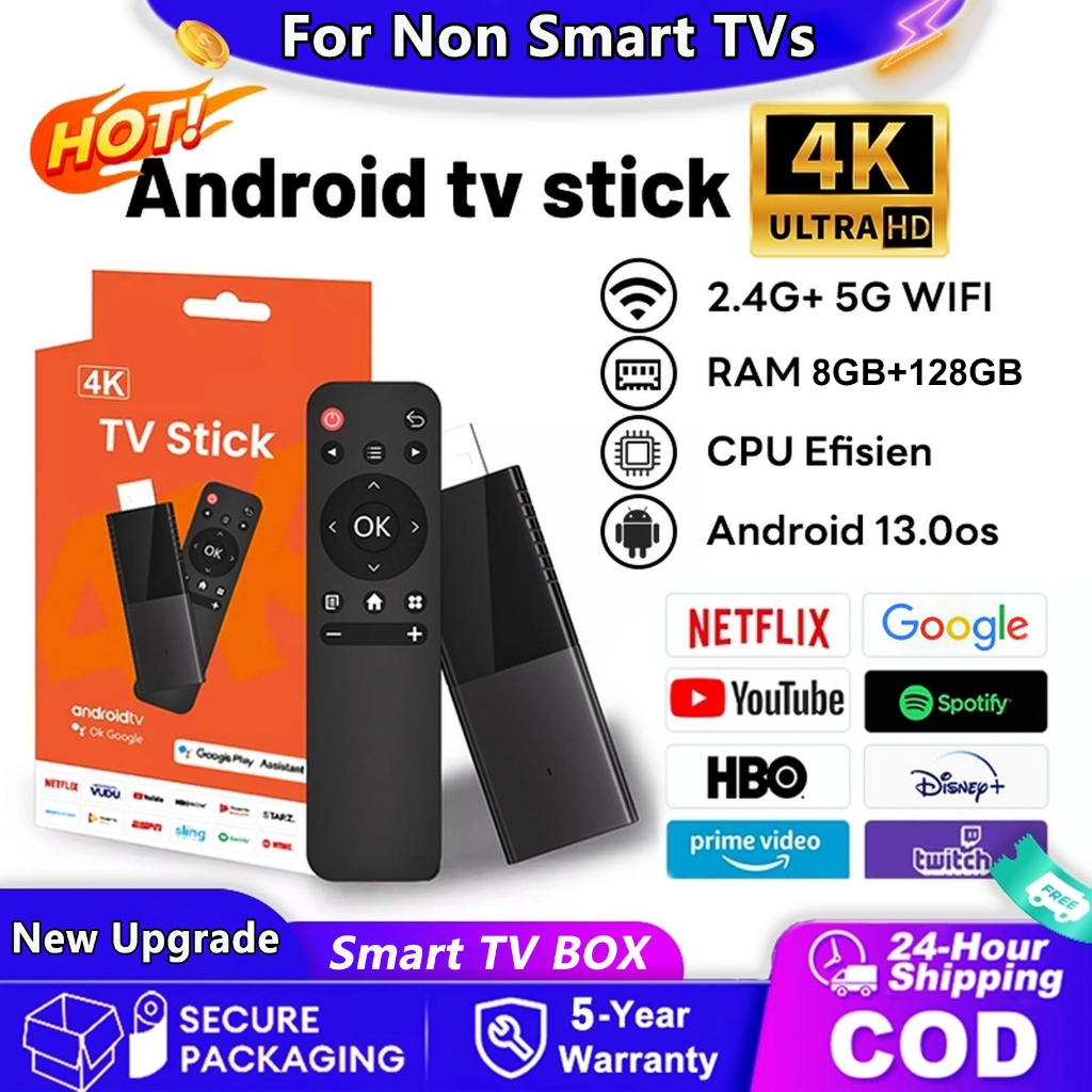 TV Stick 4K HD Android 13.0 Smart TV Boxes 5G WIFI Netflix/Youtube ...