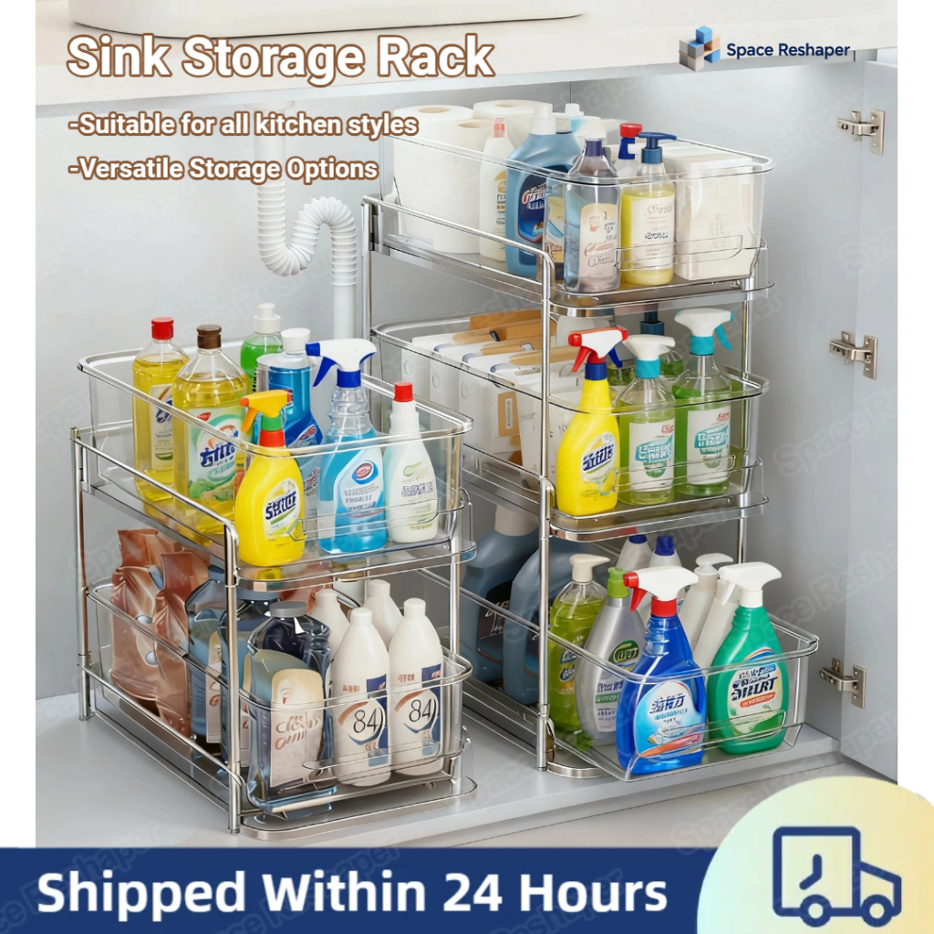 [2/3 Layers] Kitchen Sink Storage Rack Under-sink Storage Rack Bathroom ...