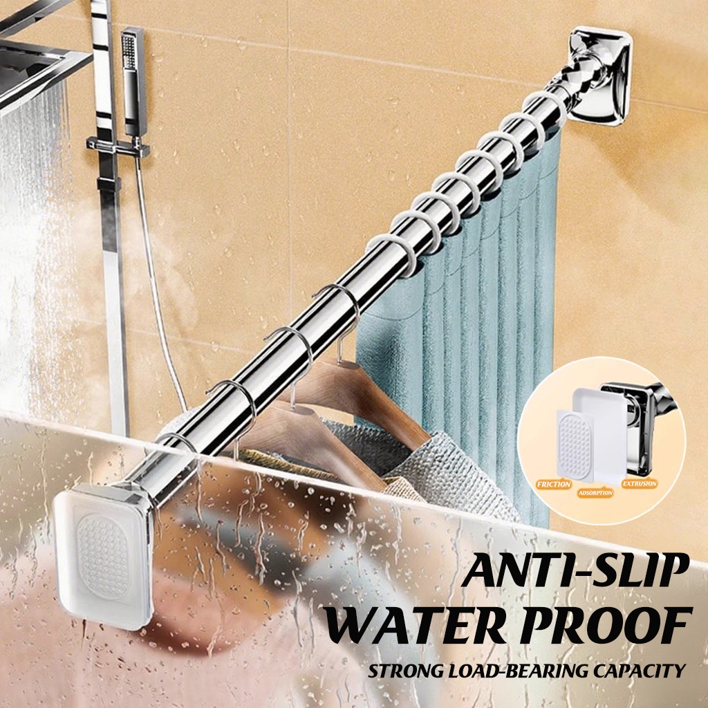 Non-slip, Punch-free Stainless Steel Clothes Drying Rod, Adjustable ...