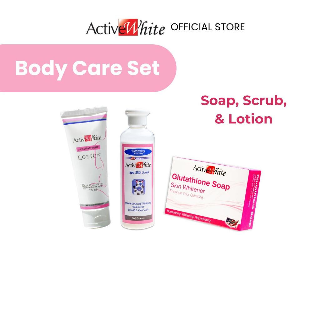 Active White Basic Body Care Set (Soap, Scrub & Lotion)