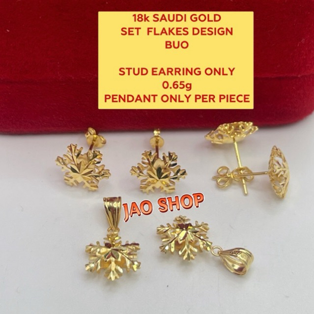 COD PAWNABLE 18k SAUDI GOLD SET FLAKES DESIGN | Shopee Philippines