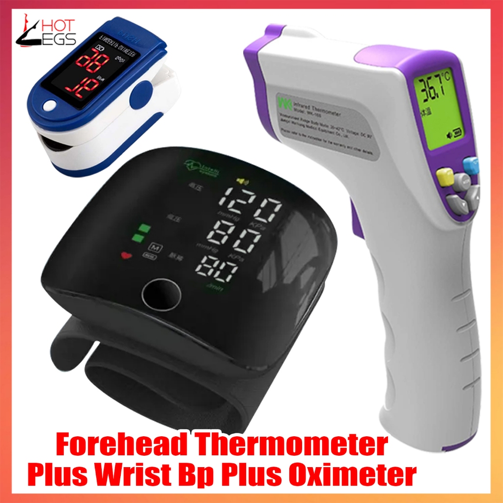 Wrist Blood Preassure Monitor Plus Forehead Thermometer Plus Finger ...