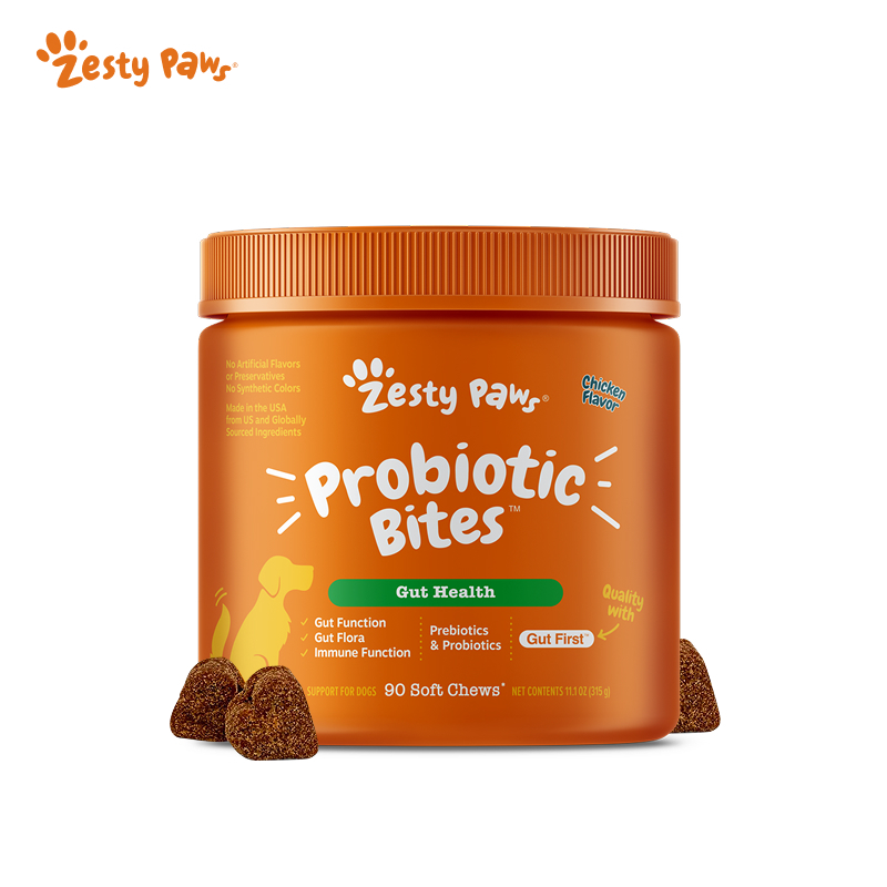 Zesty Paws Probiotic Bites for Dogs Gut Health - Chicken Flavor (90 ...