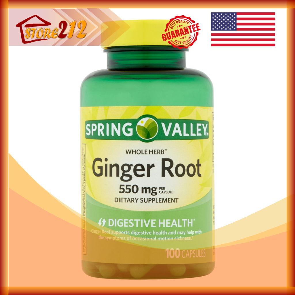 Spring Valley Ginger Root Digestive Capsules 550mg 100 Capsules ...
