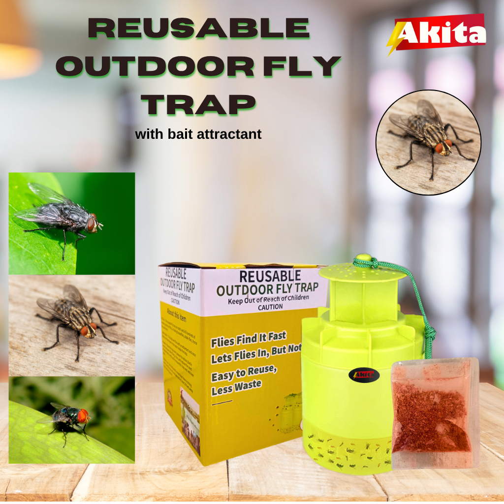 Akita Reusable Outdoor Fly Trap | Non-Toxic Fly Catcher | Eco-Friendly ...