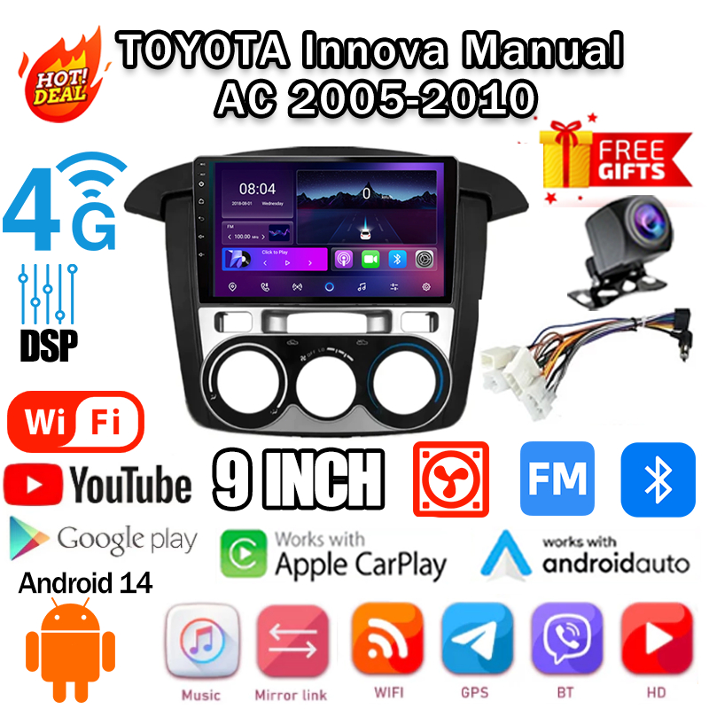 9inch IPS Full Touch Android Car TOYOTA Innova Manual AC 2005-2010 BT ...