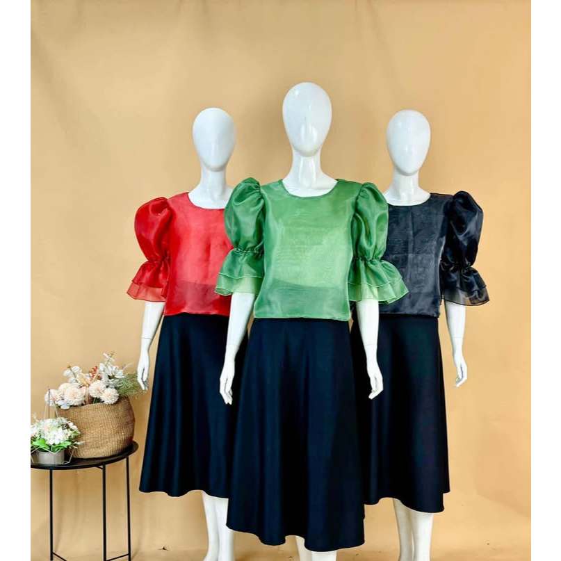 [The Seams] SOLEDAD - Filipiniana inspired top, double layer puff ...